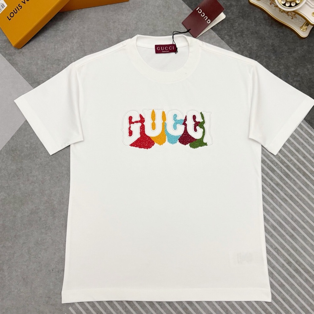 Gucci Multicolor Embroidered Logo T-Shirt